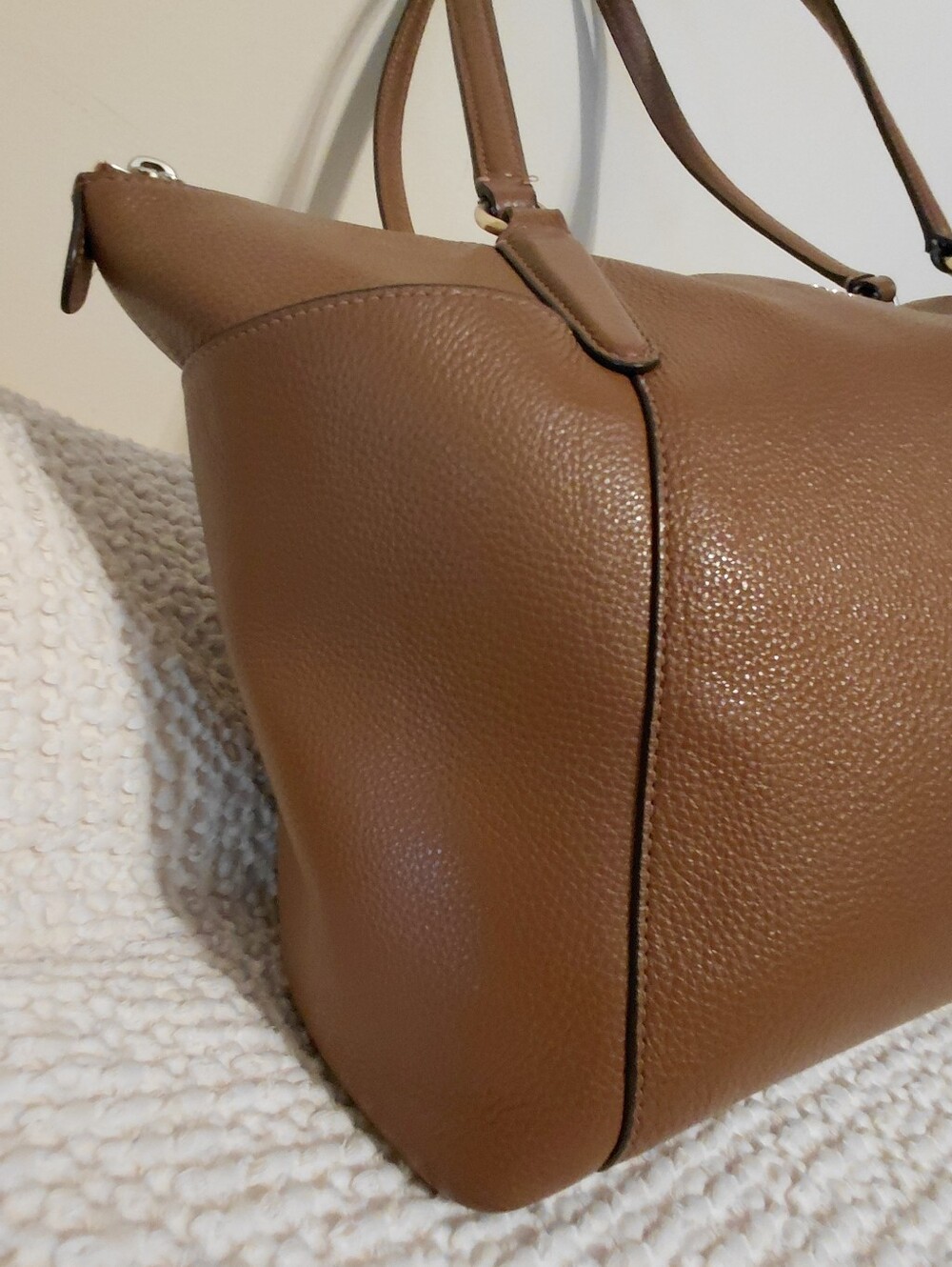 Coach Cognac Pebble Leather Brown Tote Gold Hardware Purse Bag - Picture 8 of 12